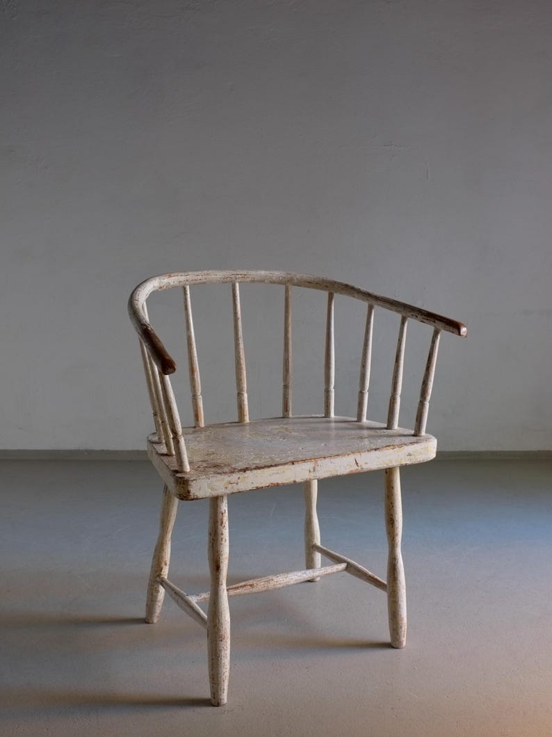 Wabi Sabi White Painted Armchair | Latvia | 1900s image 6