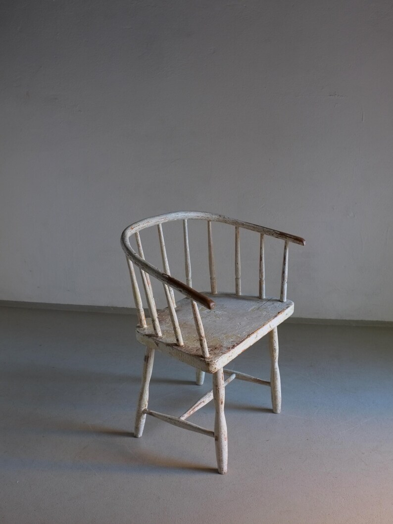Wabi Sabi White Painted Armchair | Latvia | 1900s image 7