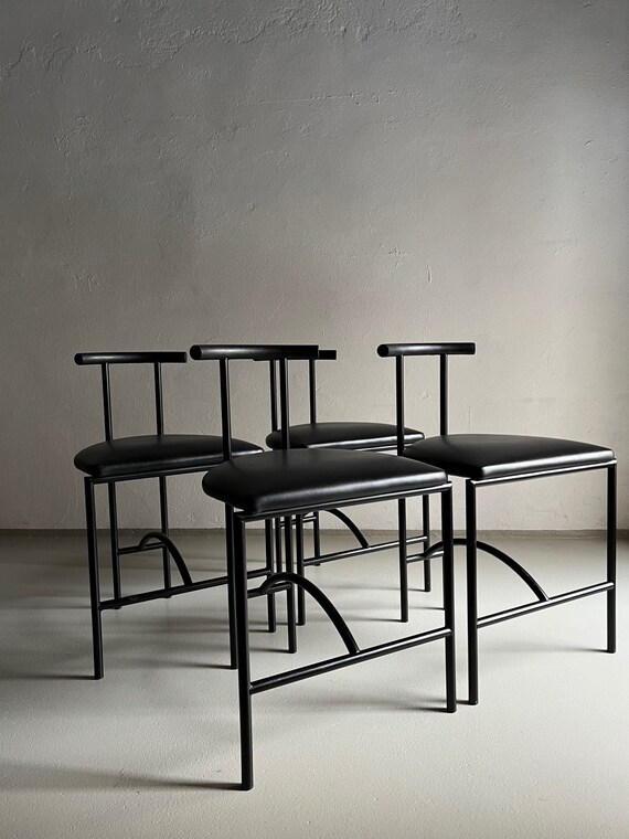 4 black metal chairs sale