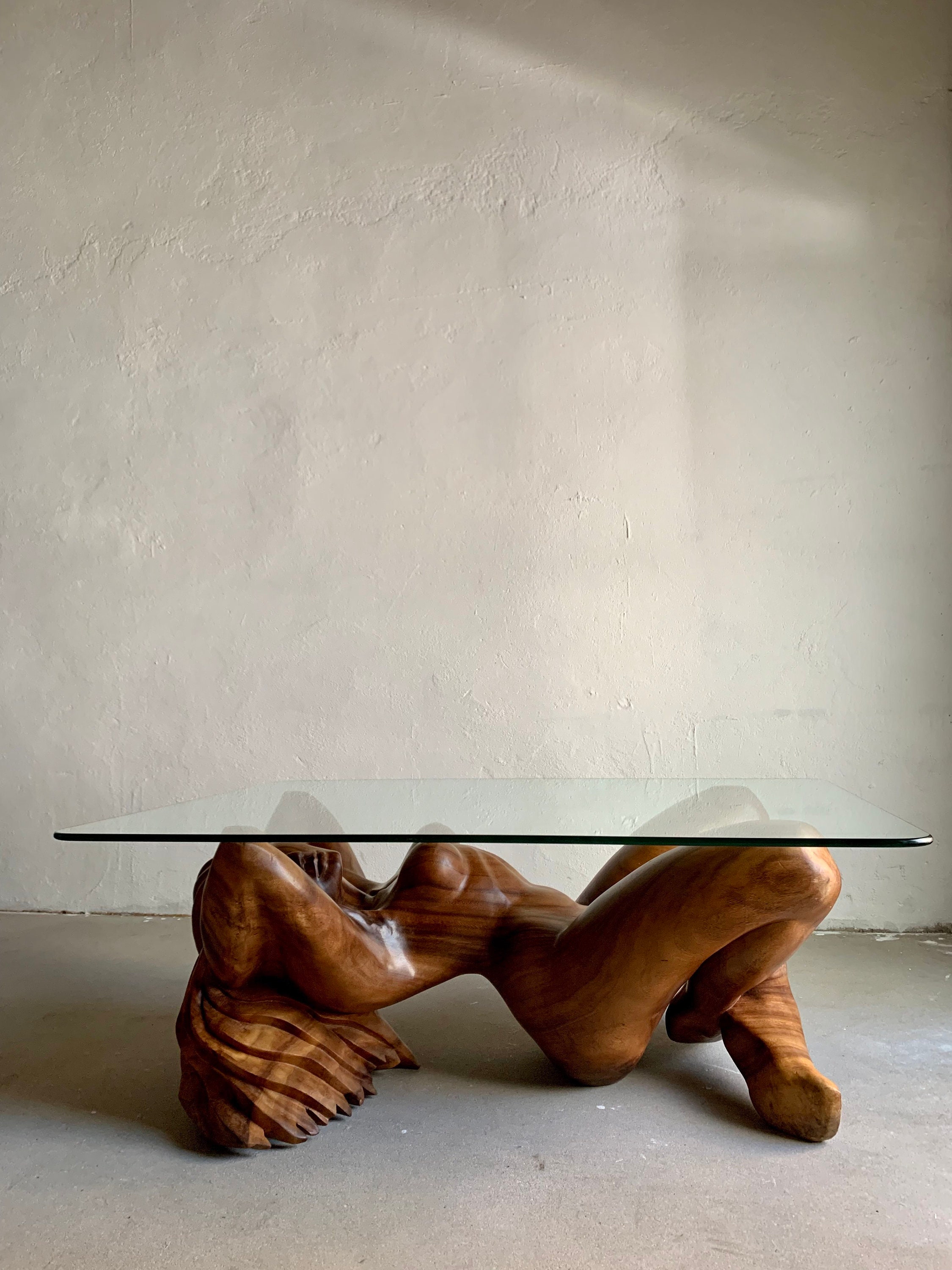 アールデコ 女性裸体彫刻 オブジェ　６６cm　ヴィンテージ　アンティーク Hand-carved Wooden Female Nude Sculpture Coffee Table/vintage - Etsy