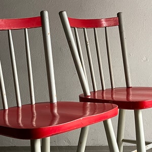 2 Red-Gray Scandinavian Chairs/MCM/Mid-Century/Vintage image 3