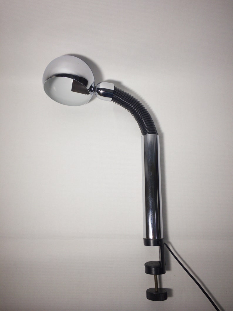1970s Large Space Age Italian Chrome Clamp Lamp from Targetti