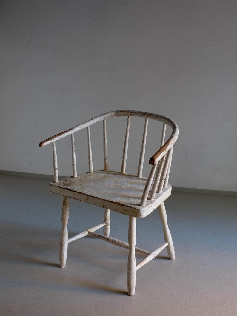 Wabi Sabi White Painted Armchair | Latvia | 1900s image 9