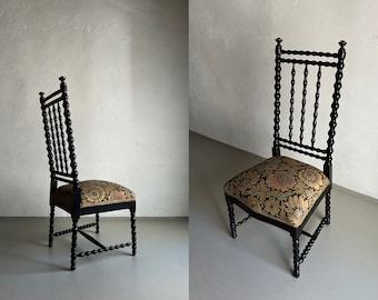 Eiche Bobbin Chair / Gobelinsitz / geschnitztes Holz / Frankreich / Vintage
