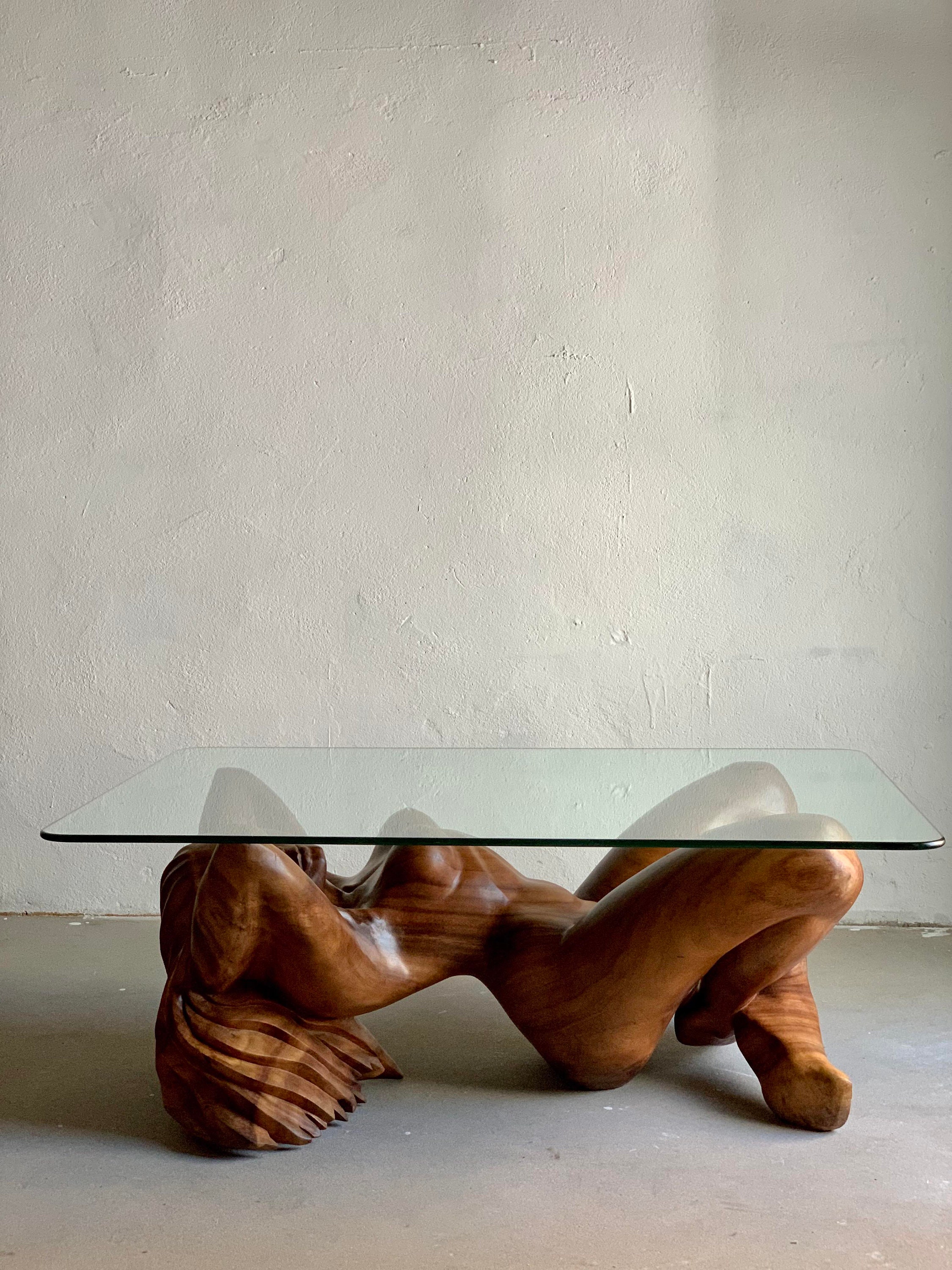 Hand-carved Wooden Female Nude Sculpture Coffee Table/vintage - Etsy