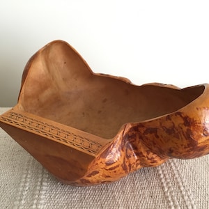 carved root wood bowl/organic shape/large wooden decor/Sweden