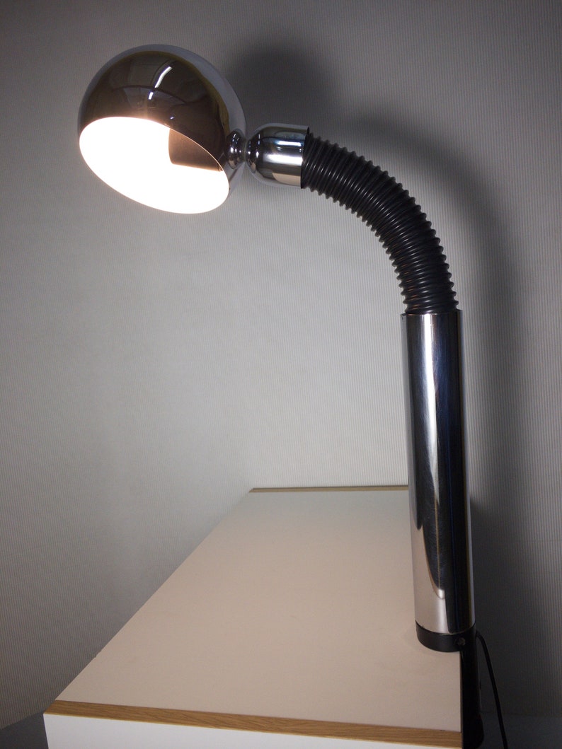 1970s Large Space Age Italian Chrome Clamp Lamp from Targetti