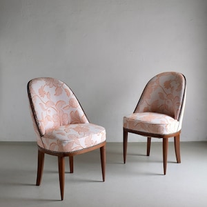 2 Art Deco Mahogany Curved Back Chairs | France | 1920s