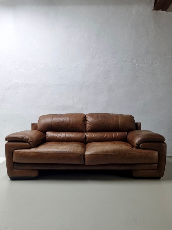 Brown Leather Sofa/vintage/220cm - Etsy