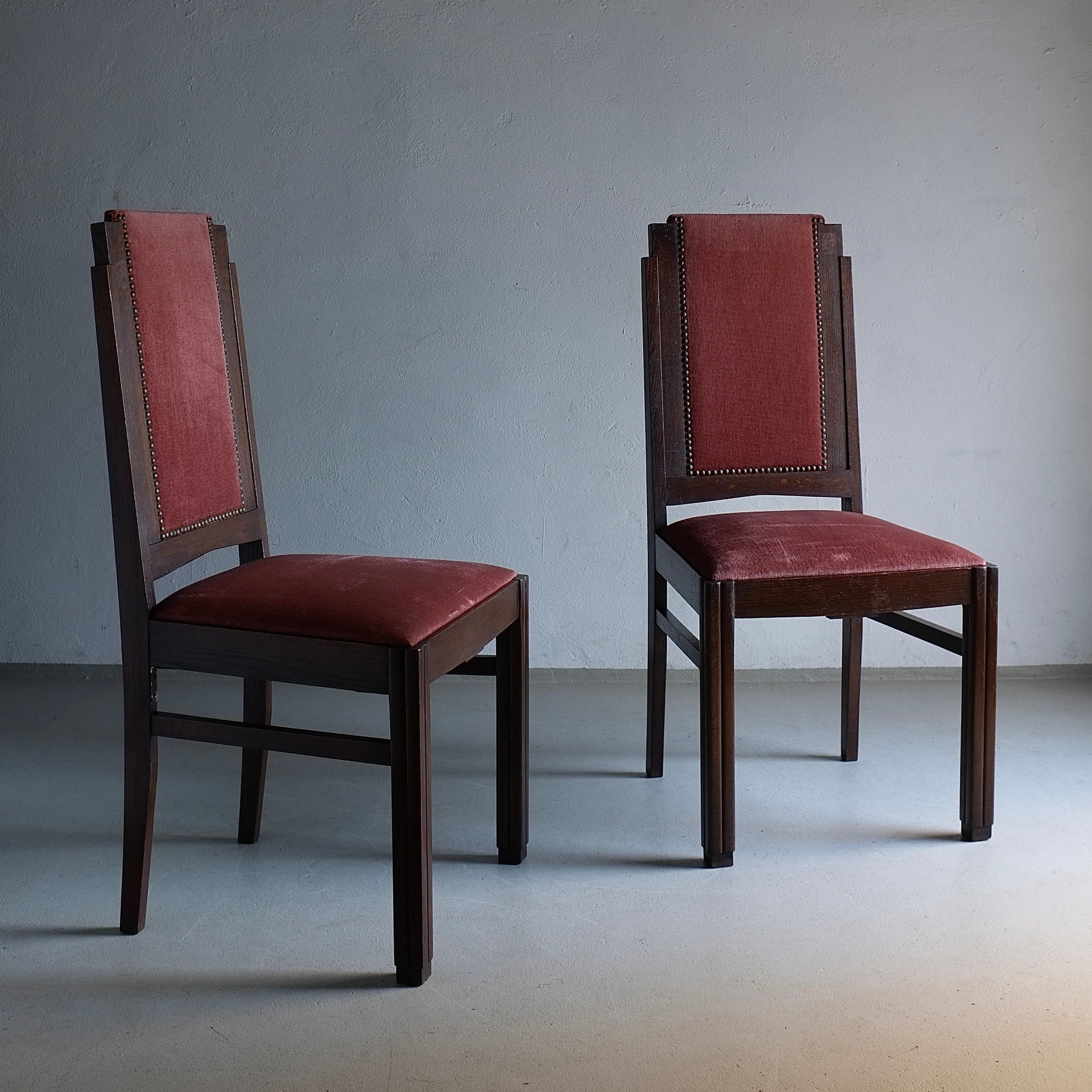 2 Amsterdam School Oak Chairs | Netherlands | 1920s | Vintage
