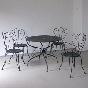 Wrought Iron Garden Patio Table Chairs Set | 1950s | France