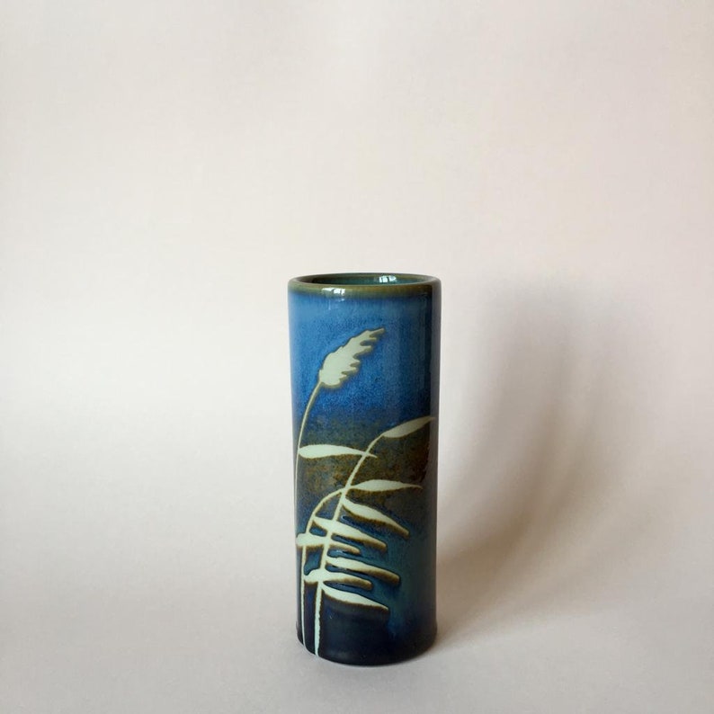 Vintage Jackie Lynd for Rorstrand Stoneware Vase/Blue Brown Green/Sweden image 1