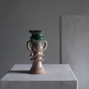 Scalloped Ceramic Vase Candle Holder | Latvia | 1970s