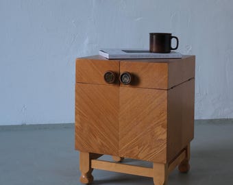 Mid-Century Oak Bar Cabinet Side Table | 1960s