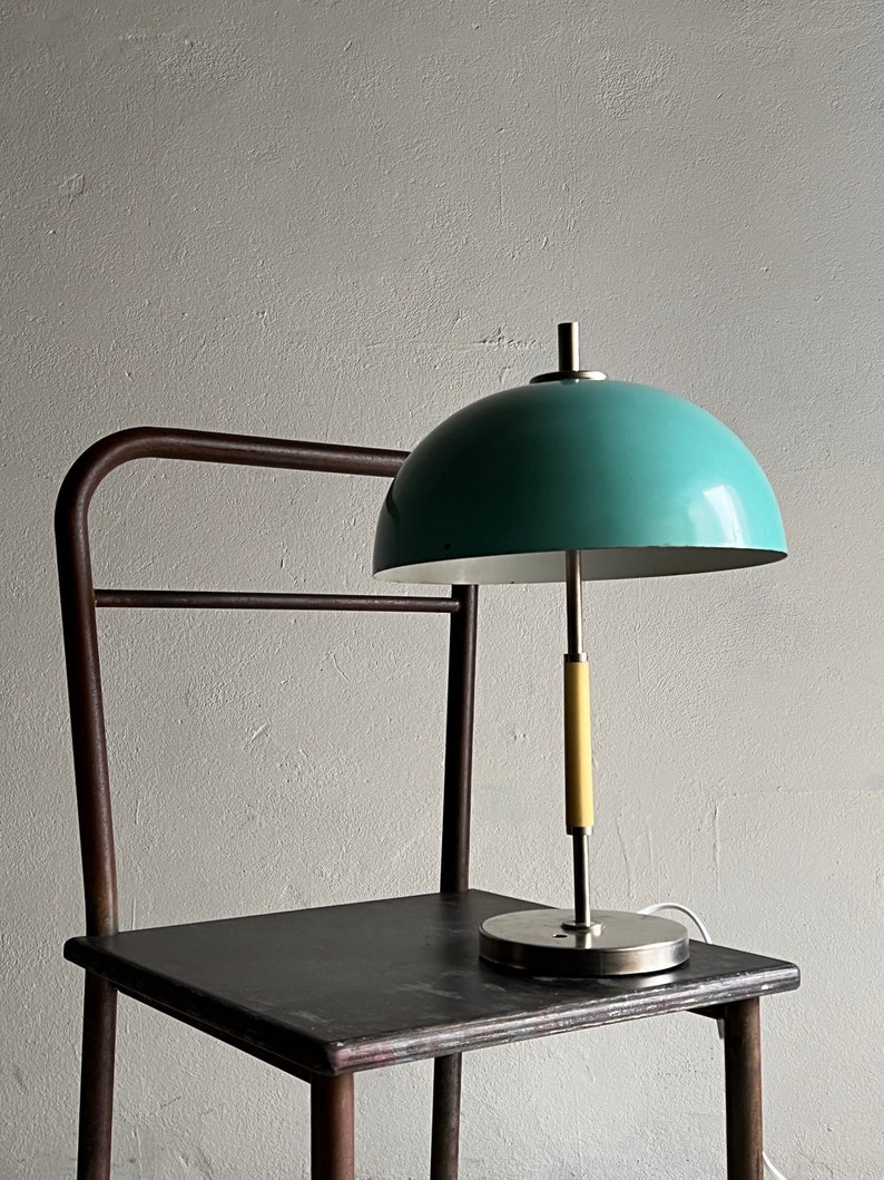 Industrial Blue Metal Desk Lamp/USSR/Vintage image 7