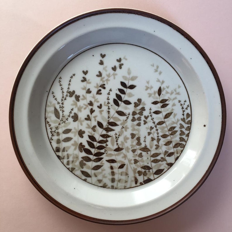 5 Vintage Swedish Pottery Dinner Plates with Floral Design image 4
