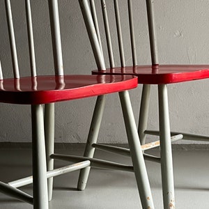 2 rot-graue skandinavische Stühle/MCM/Mid-Century/Vintage Bild 4