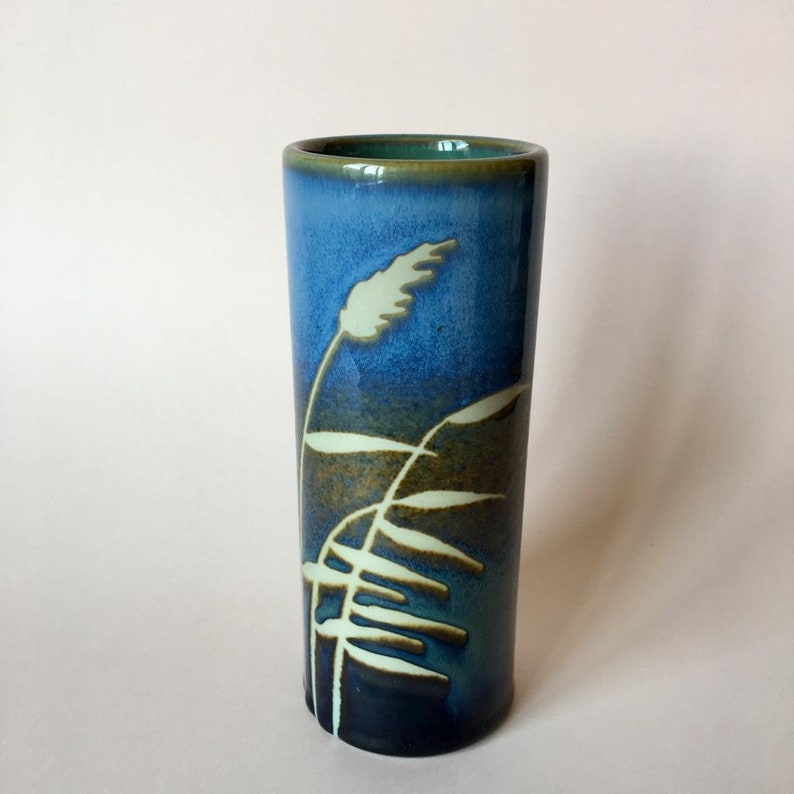 Vintage Jackie Lynd for Rorstrand Stoneware Vase/Blue Brown Green/Sweden image 3