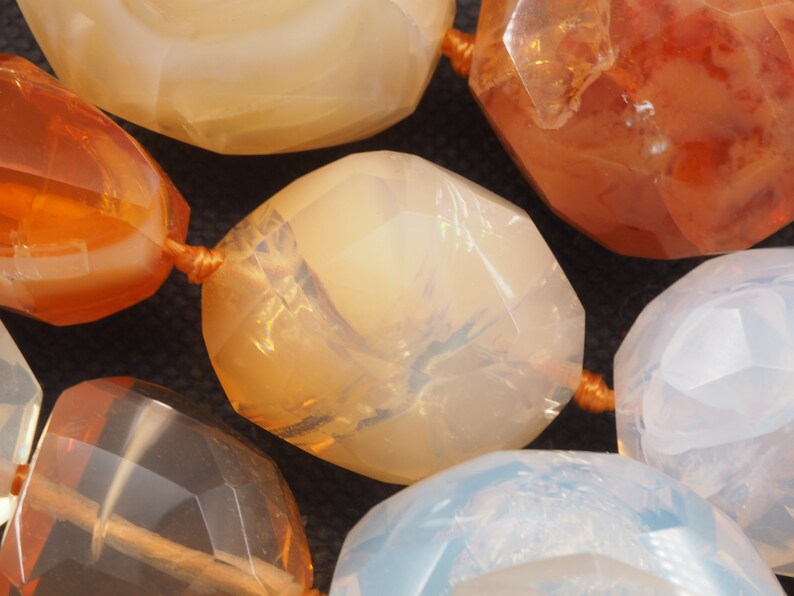Mexican fire opal free form faceted bead strand 16 inch S0017