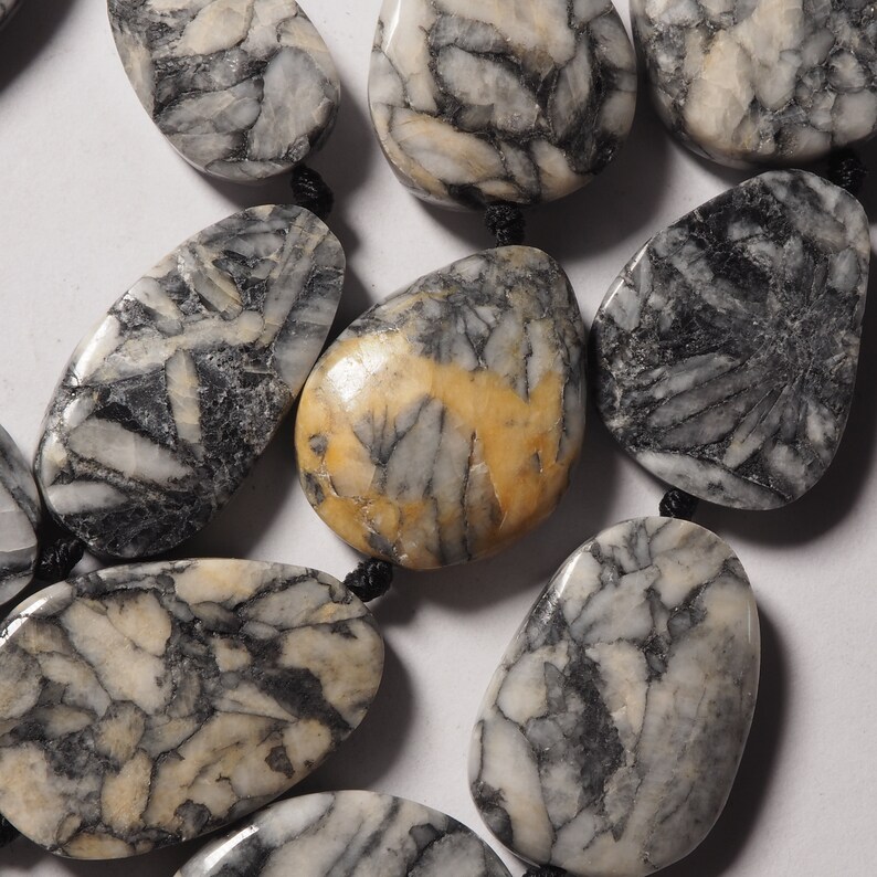 Pinolith free form irregular nugget plain flat beads 16 inches S0377