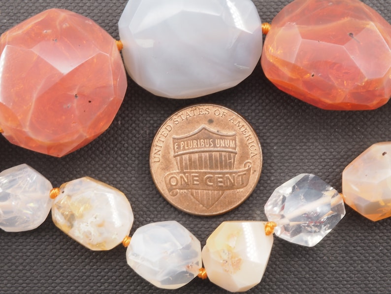 Mexican fire opal free form faceted bead strand 16 inch S0017