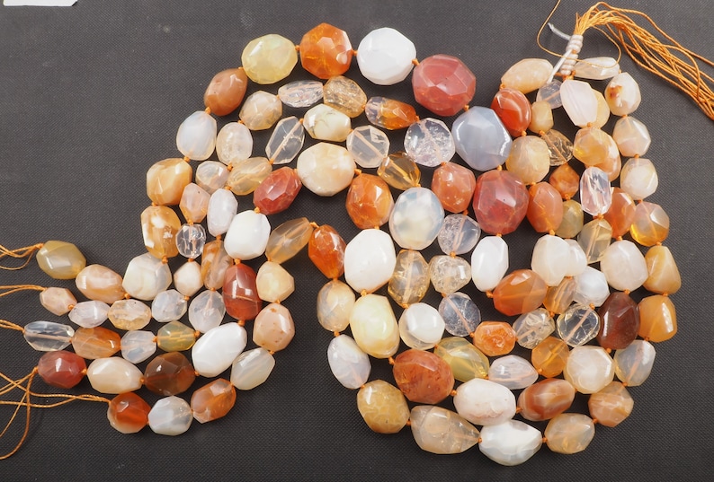 Mexican fire opal free form faceted bead strand 16 inch S0017