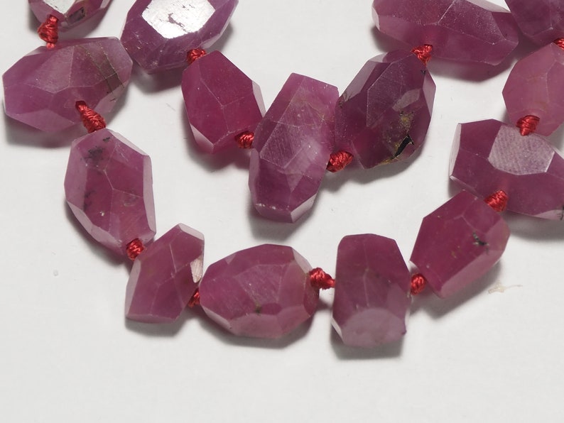 Ruby free form bead faceted strand 16 inch S0149