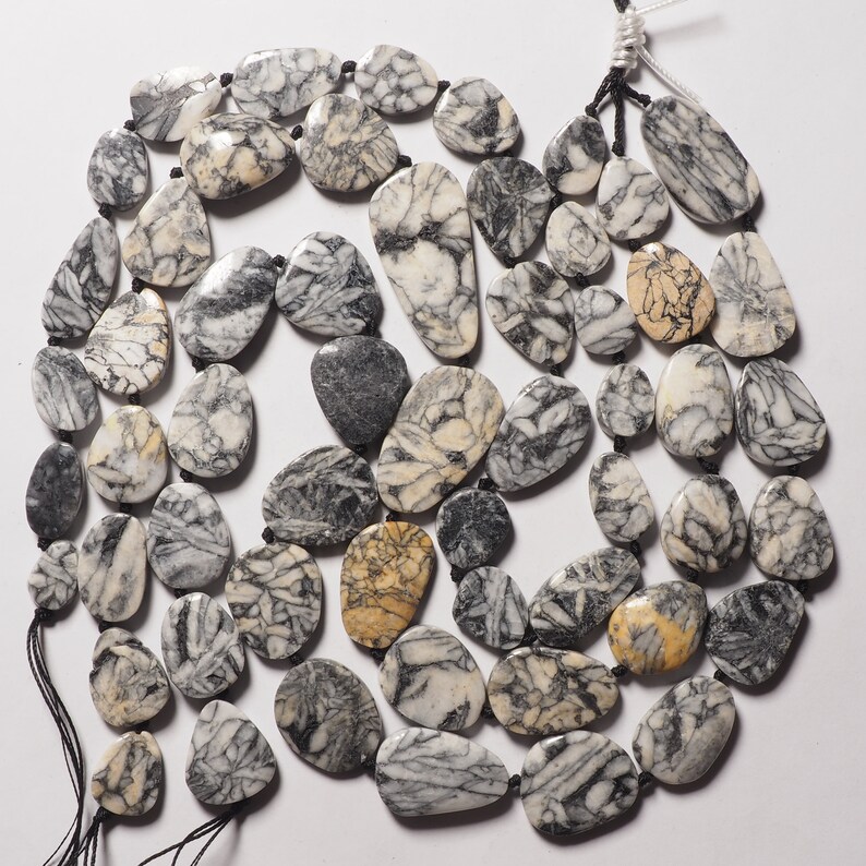 Pinolith free form irregular nugget plain flat beads 16 inches S0377