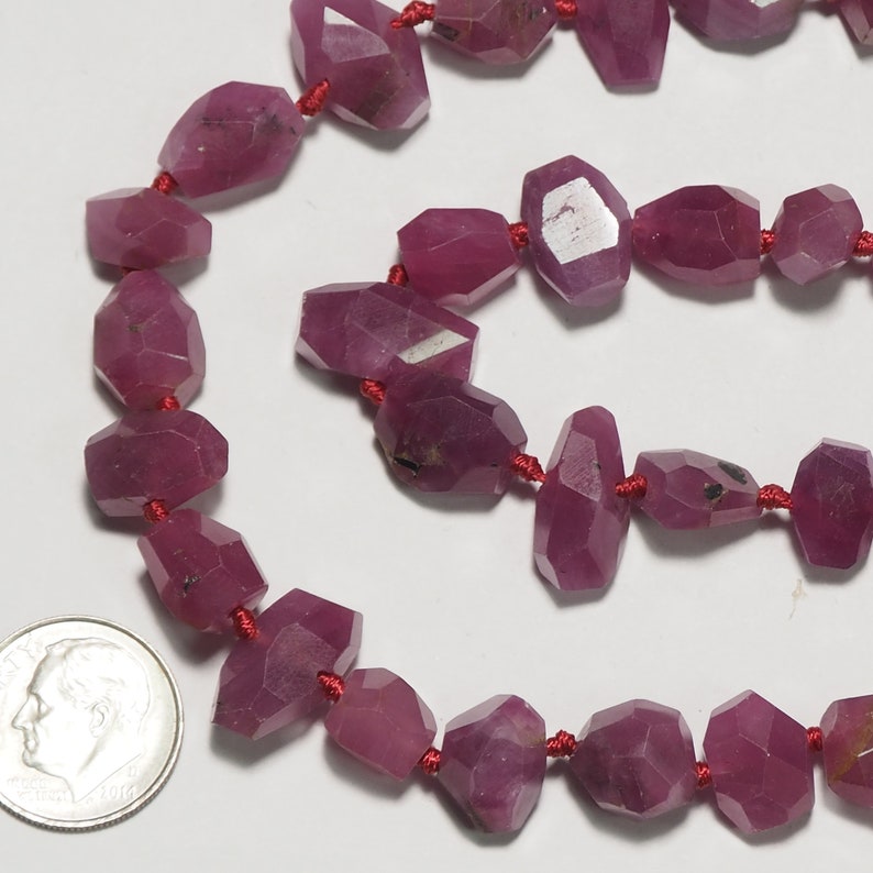 Ruby free form bead faceted strand 16 inch S0149