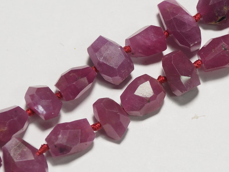 Ruby free form bead faceted strand 16 inch S0149