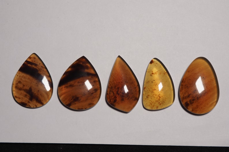 Indonesian blue Amber Cabochons with floral inclusions loose gemstones C0004