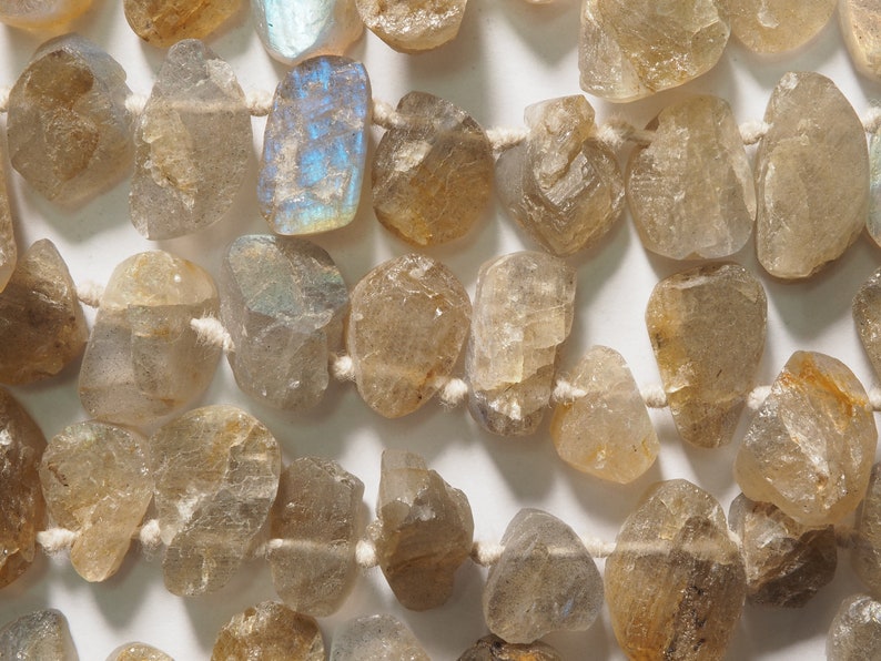 Labradorite free form irregular rough bead raw natural 16 inch S0282