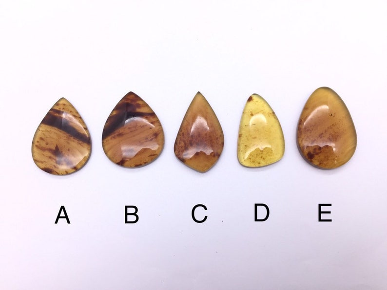 Indonesian blue Amber Cabochons with floral inclusions loose gemstones C0004