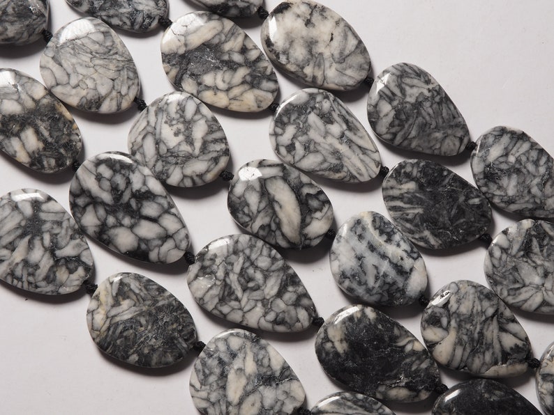 Pinolith free form irregular nugget plain flat beads 16 inches S0377