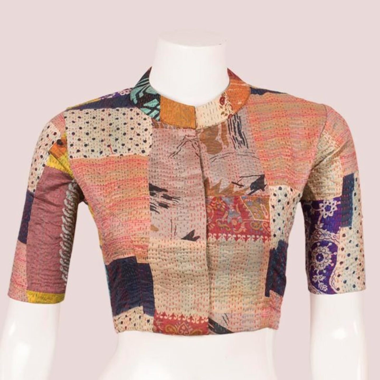 Nehru collar deals saree blouse