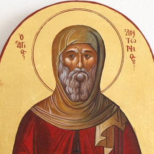 Saint/Agios Antonios. Hand-painted Orthodox Byzantine Icon on wood