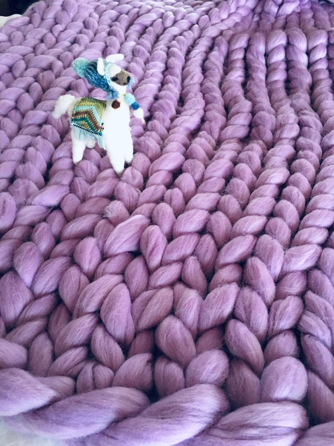 Lavender Blanket Merino Wool Blanket Chunky Knit Blanket Etsy