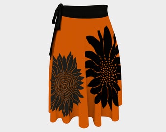 Orange Flower Skirt | Wrap Around Skirt | One Size Skirt | PeachSkin Jersey Skirt | Made in Canada Skirt | Handmade Clothing