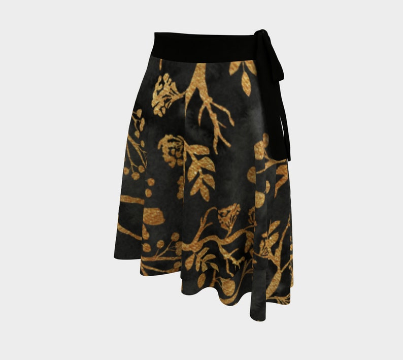 Leaves and Branches Gold Glitter Pattern Wrap Skirt