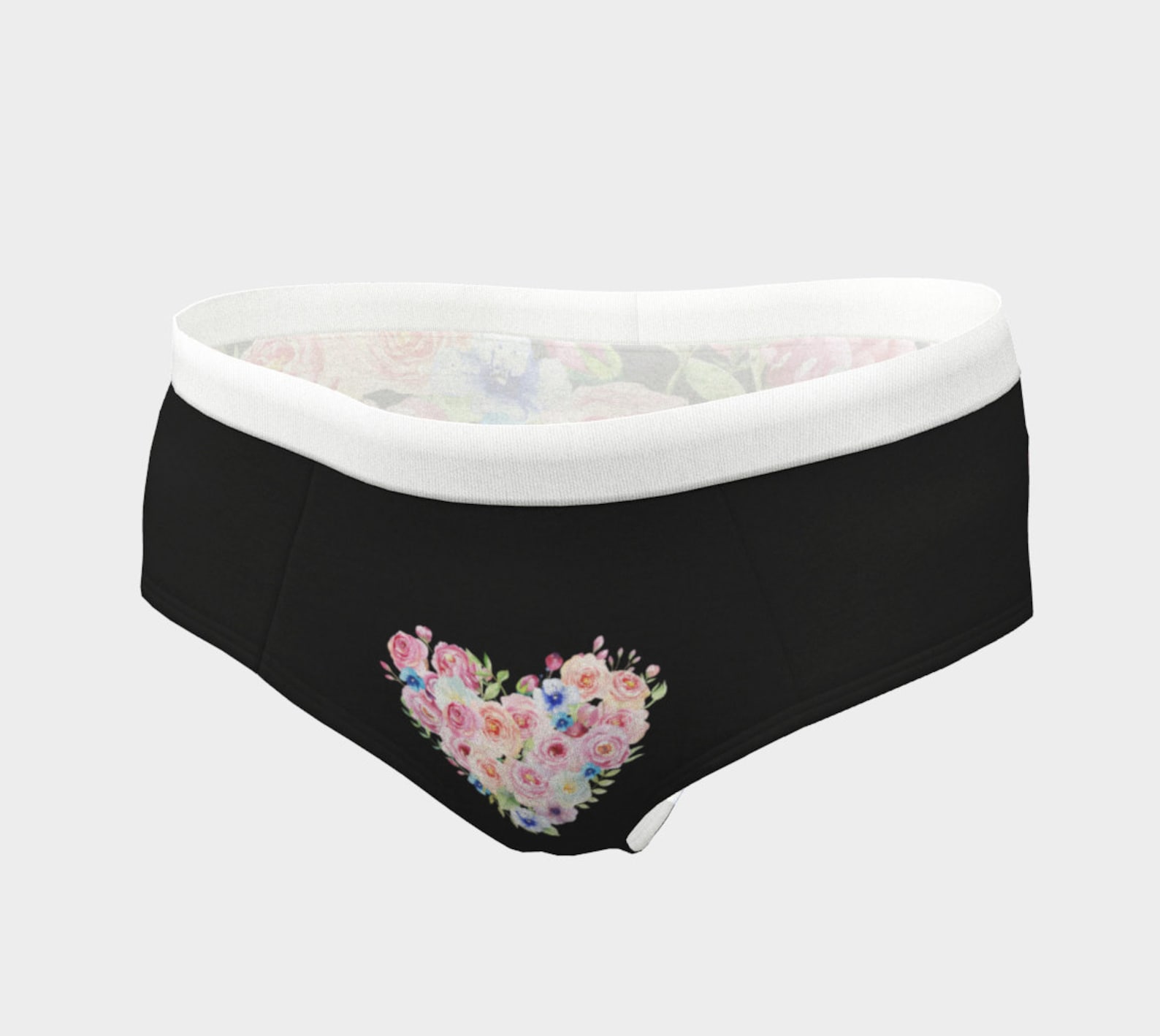 Floral Heart Cheeky Briefs Heart Panty Heart Lingerie Etsy