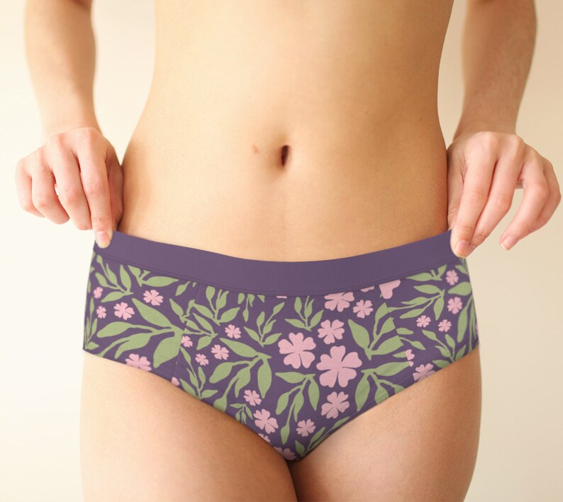 Floral Panty Women/'s Panty Pink and Purple Floral Women/'s Briefs Purple Panty Women/'s Lingerie Purple Briefs Women/'s Briefs