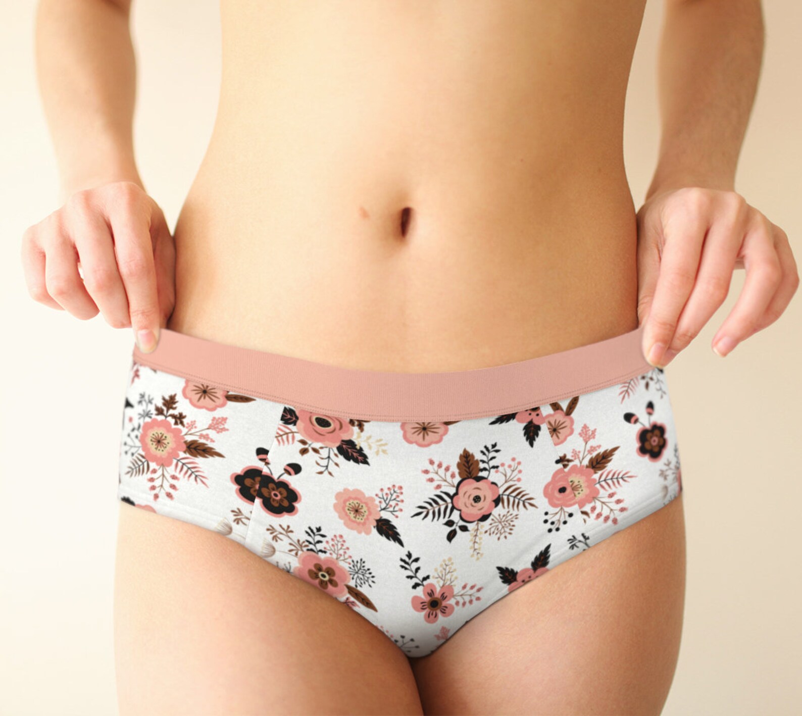 Peach Floral Cheeky Briefs Peach Panty Peach Lingerie Etsy