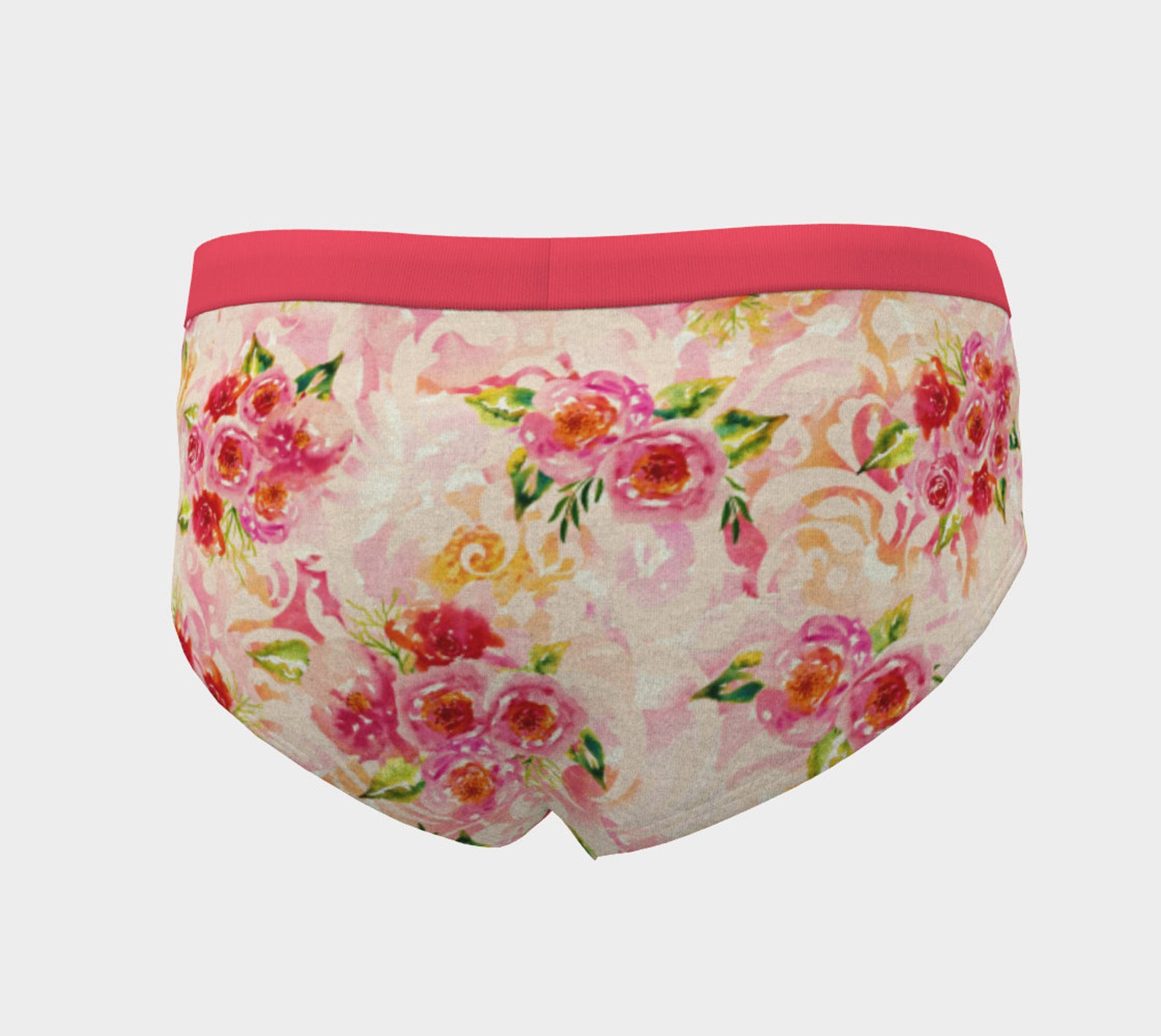 Watercolor Roses Cheeky Briefs Roses Underwear Roses Etsy