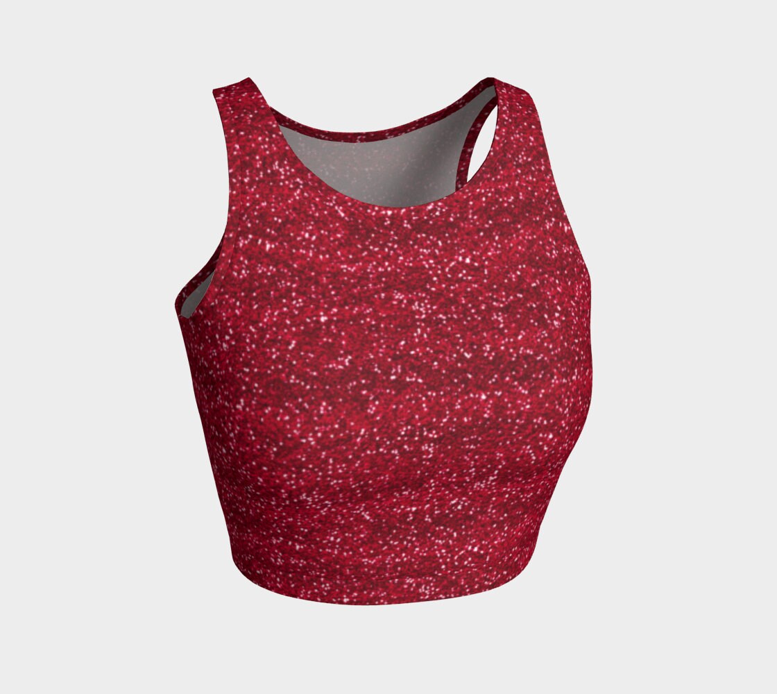 Red Glitter Athletic Crop Top | Etsy