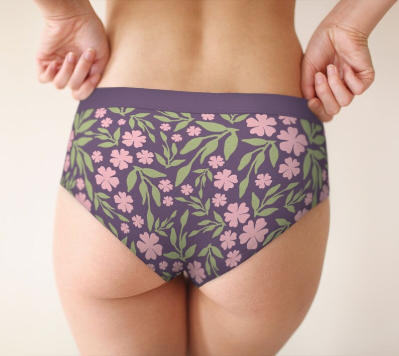 Floral Panty Women/'s Panty Pink and Purple Floral Women/'s Briefs Purple Panty Women/'s Lingerie Purple Briefs Women/'s Briefs