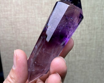 110mm Natural Tibet Himalaya Rainbow Amethyst Crystal Quartz 24 Sided Double Terminated Crystal Point Vogel Style Point Wand Healing
