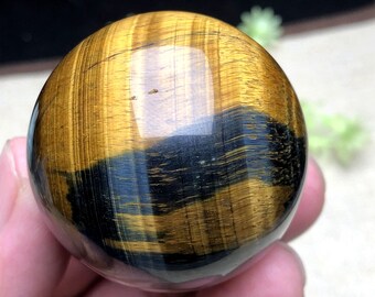 Golden Blue Tiger's Eye Sphere: Handmade Reiki Healing Crystal (47.5mm)
