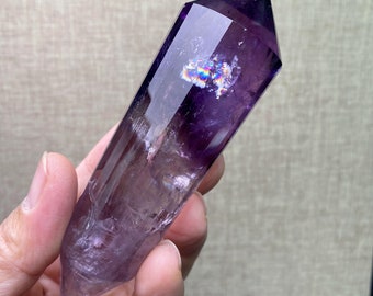 Rainbow Amethyst Crystal Point: Vogel Style Healing Wand (128mm)