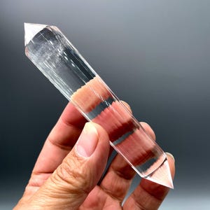 5.07&quot; Quality Natural Tibet Himalaya Clear Crystal Quartz 24 Sided Double Terminated  Crystal Point Vogel Style Point Wand Healing Stick