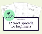 12 Tarot Spreads for Beginners | General 3-4 Card Spreads + Love Spreads | A4 + US Letter Sized PDF Printable for Instant Digital Download